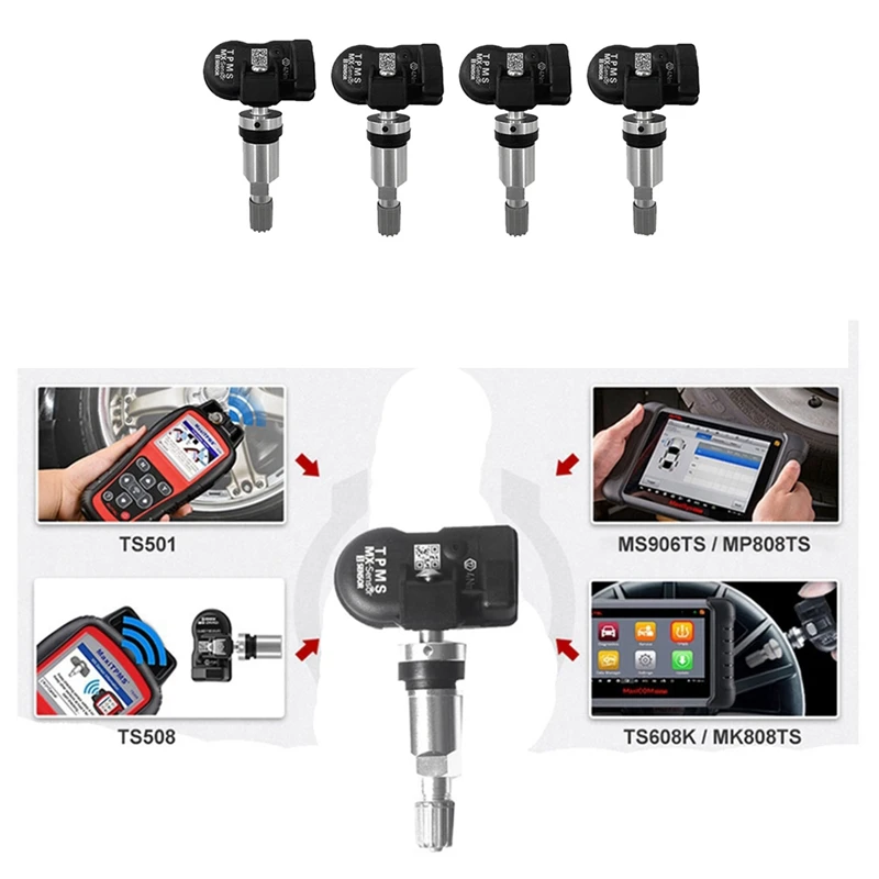 4Pcs Programming MX Sensor TPMS Tire Pressure Monitor Sensor 315MHZ 433MHZ Universal 2 In 1 Repair Tool For-Autel