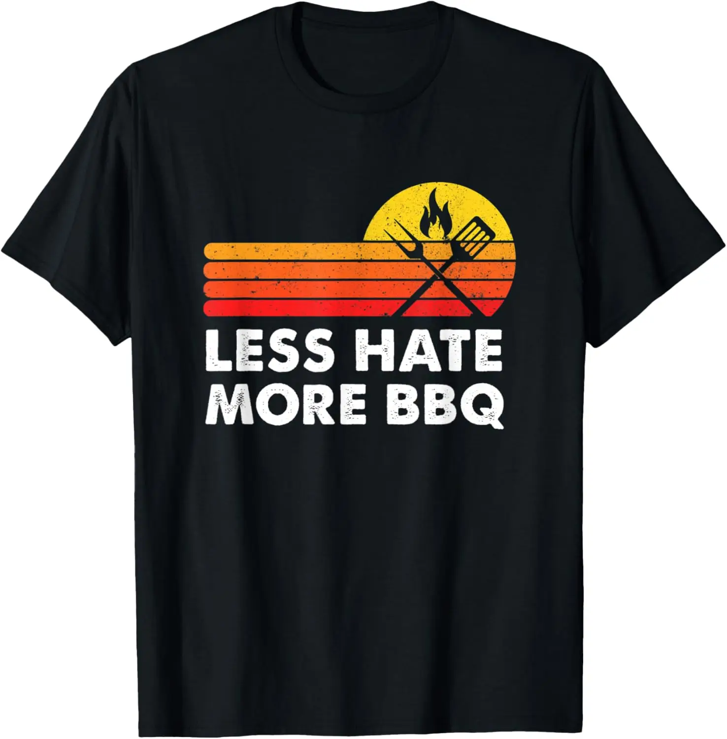 

Меньше ненависти больше барбекю дым мясо пламя цитата домашний повар папа мужская футболка