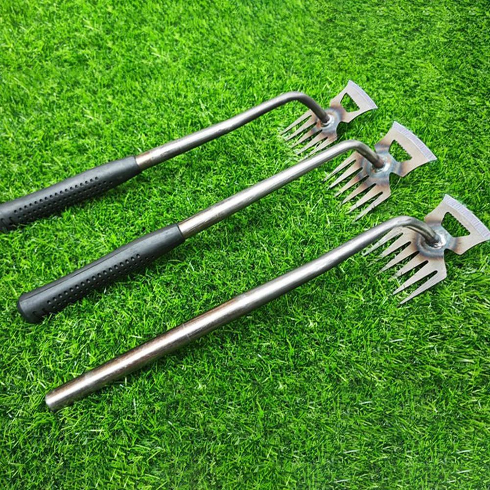 2 In 1 Uprooting Weeding Tool Ergonomic Handle Manual Loose Soil Weeder Lightweight Weeding Removal Puller V Fork Garden Shovel