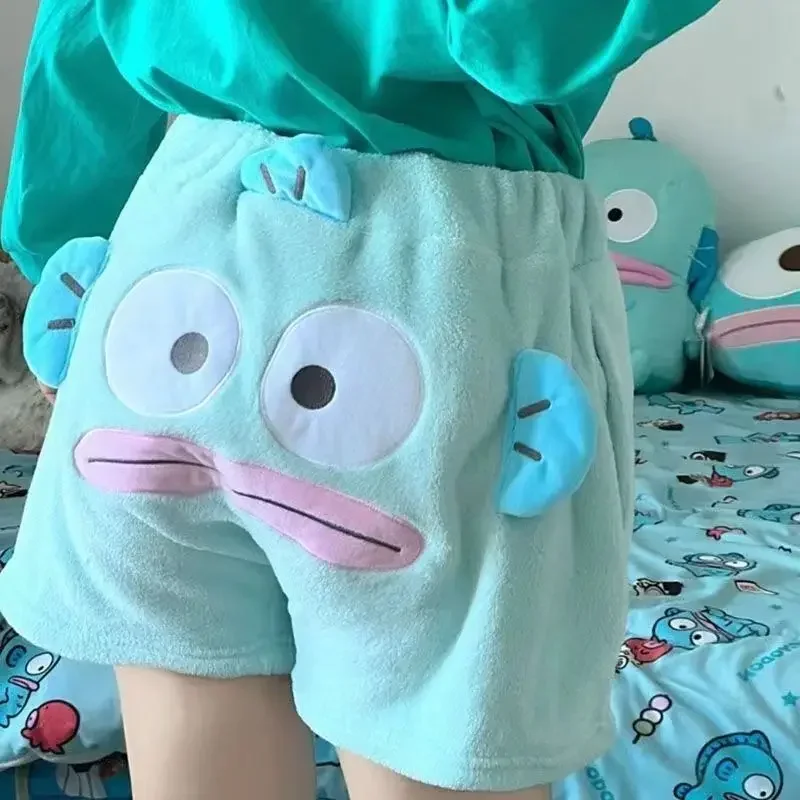 Japanese Cute Cartoon Hairy Sanrio Ugly Fish Home Pants Short Style 2025 Spring Autumn New Student Plush Shorts Women Shorts