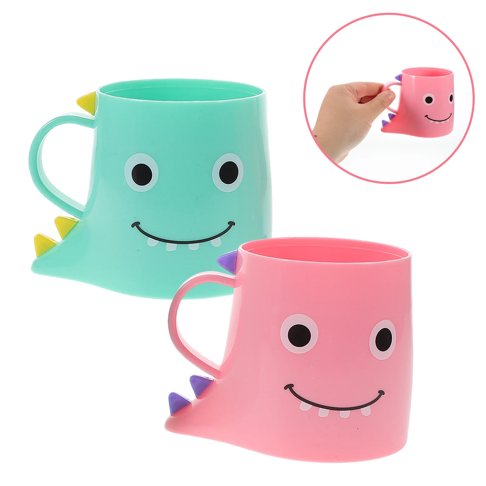 

2Pcs Cute Dinosaur Mouth Wash Cup for Children Thickened Plastic Easy to Clean Bathroom Accessory Girl Toothbrush Cup
