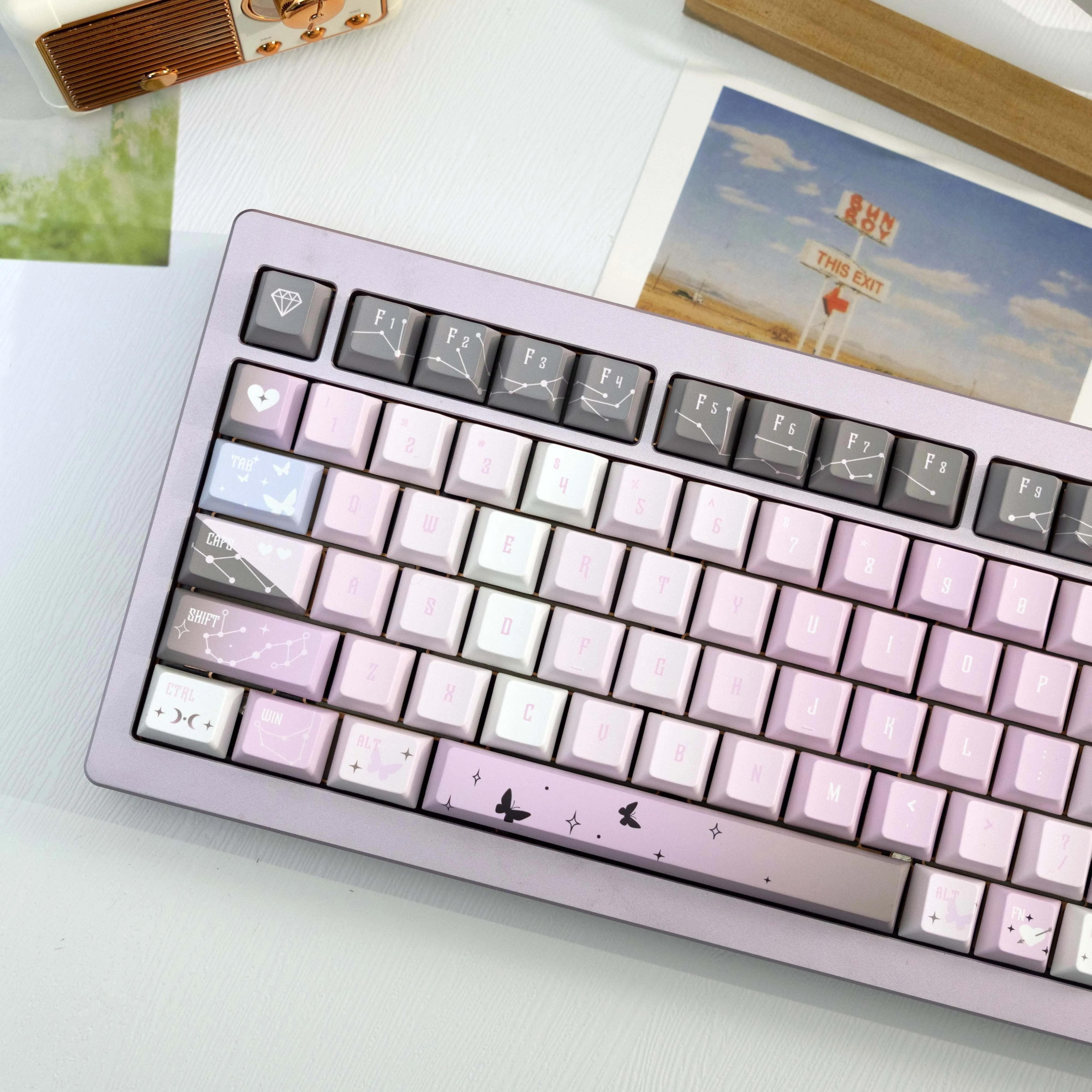138-Key Galactic Wave PBT Keycaps  Cherry Profile, Dye-Sublimation, MX Compatible (Fits 61/64/68/87/96/104/108)