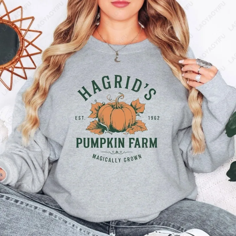 Hagrid Pumpkin Farm Fun Sweatshirt Cozy Fall Halloween Wizard Patch Gift Autumn Magic Aesthetic Crewneck Tops Men Women Pullover