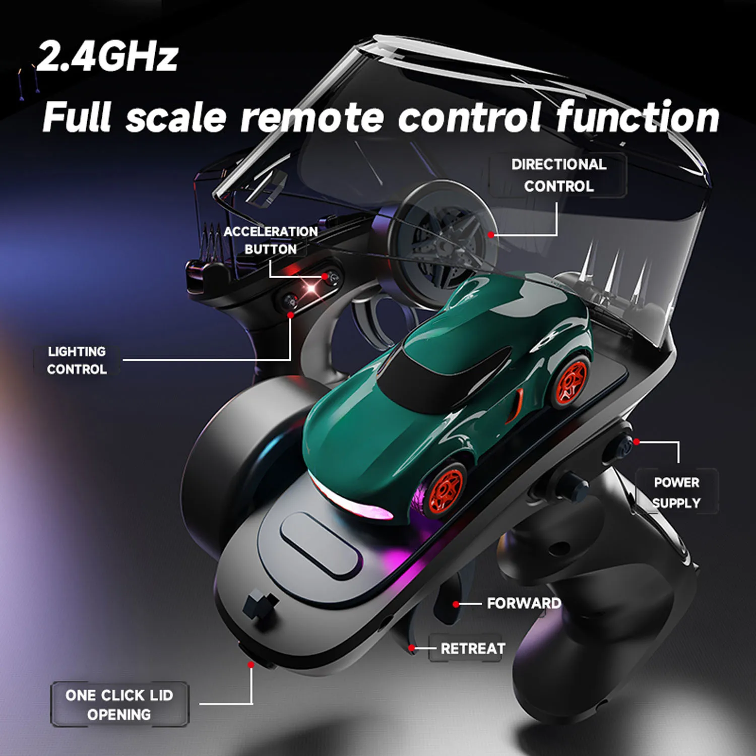 

Mini 4×4 RC High Speed Drift Competition Car 1：64 2.4GHz Radio Control Mini Desktop Racing Vehicles Model LED Lamps RTR Toy