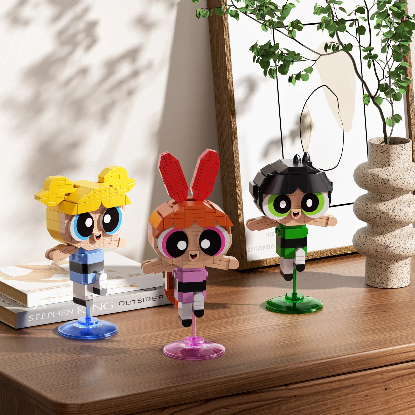 Moc dos desenhos animados anime perfeito menina flores blocos de construção modelo o powerpuffs meninas tijolos bolhas/motos brinquedo para crianças presente