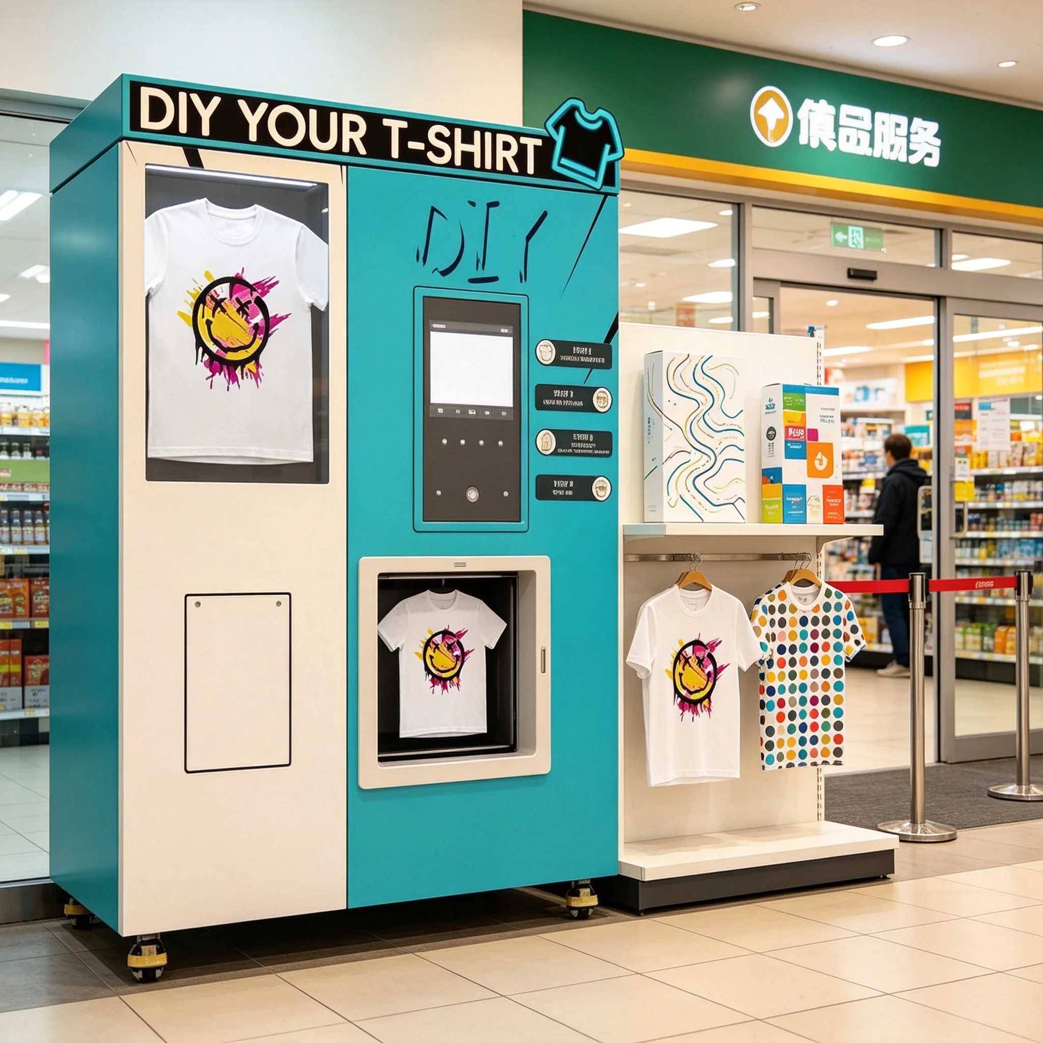 One-Button UV Printer Vending Machine T-Shirt Phone Case Custom DIY Auto Printing Solution for Startup