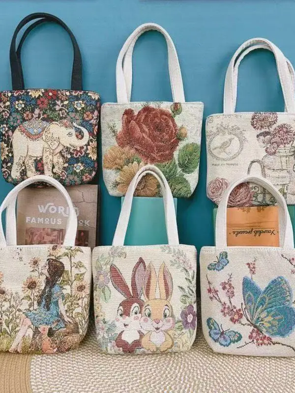 Bolso de Lona Bordado con Hilo Dorado de Doble Cara, Bolso Portátil para Teléfono Móvil,  Bolso Bonito y Versátil, Bolso ...