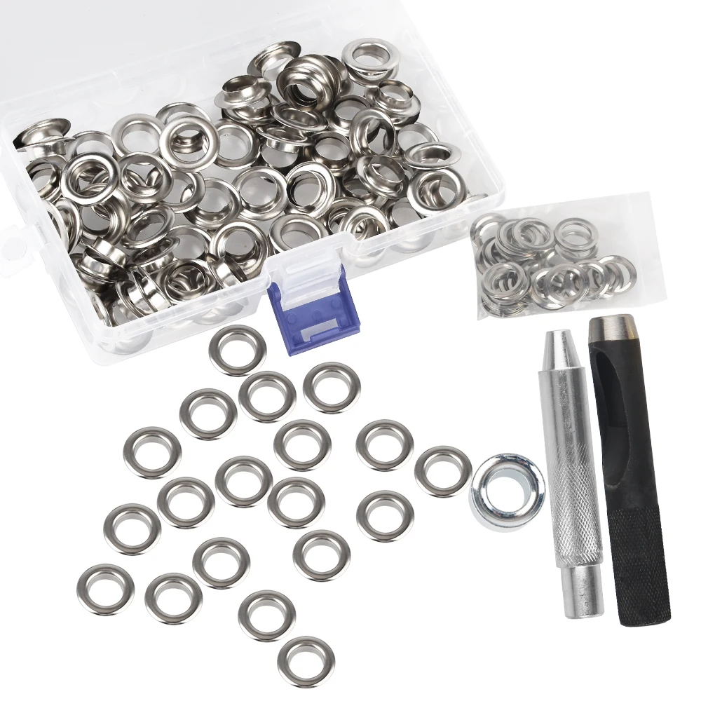 Air Eyelet Corns Tarpaulin Ring Buckle Copper eyelet 100pcs 12mm Metal buckle 3  installation tools 1 Sets with box