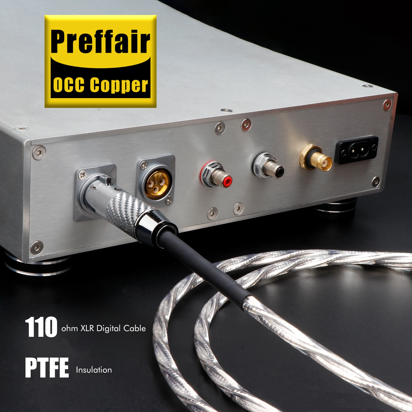 ミュージックリボン 110Ω 同軸XLR 3ピン デジタルバランスケーブル ホワイト24Kカーボンファイバーシェル アンプオーディオ信号ケーブル