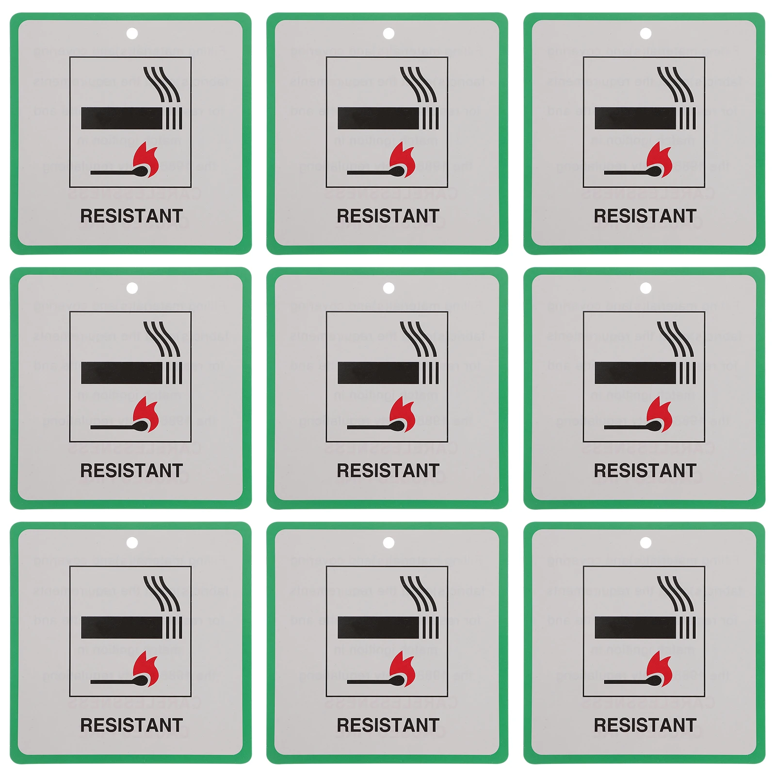 

50pcs Fire Safety Labels for Furniture Green Coated Paper Warning Signs DL7 Fireproof Kitchen Bar Tools