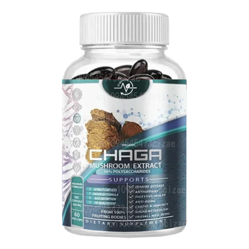 

Organic Chaga Mushroom Supplement -60 Capsules, Used for Immune Support and Antioxidant Enhancement