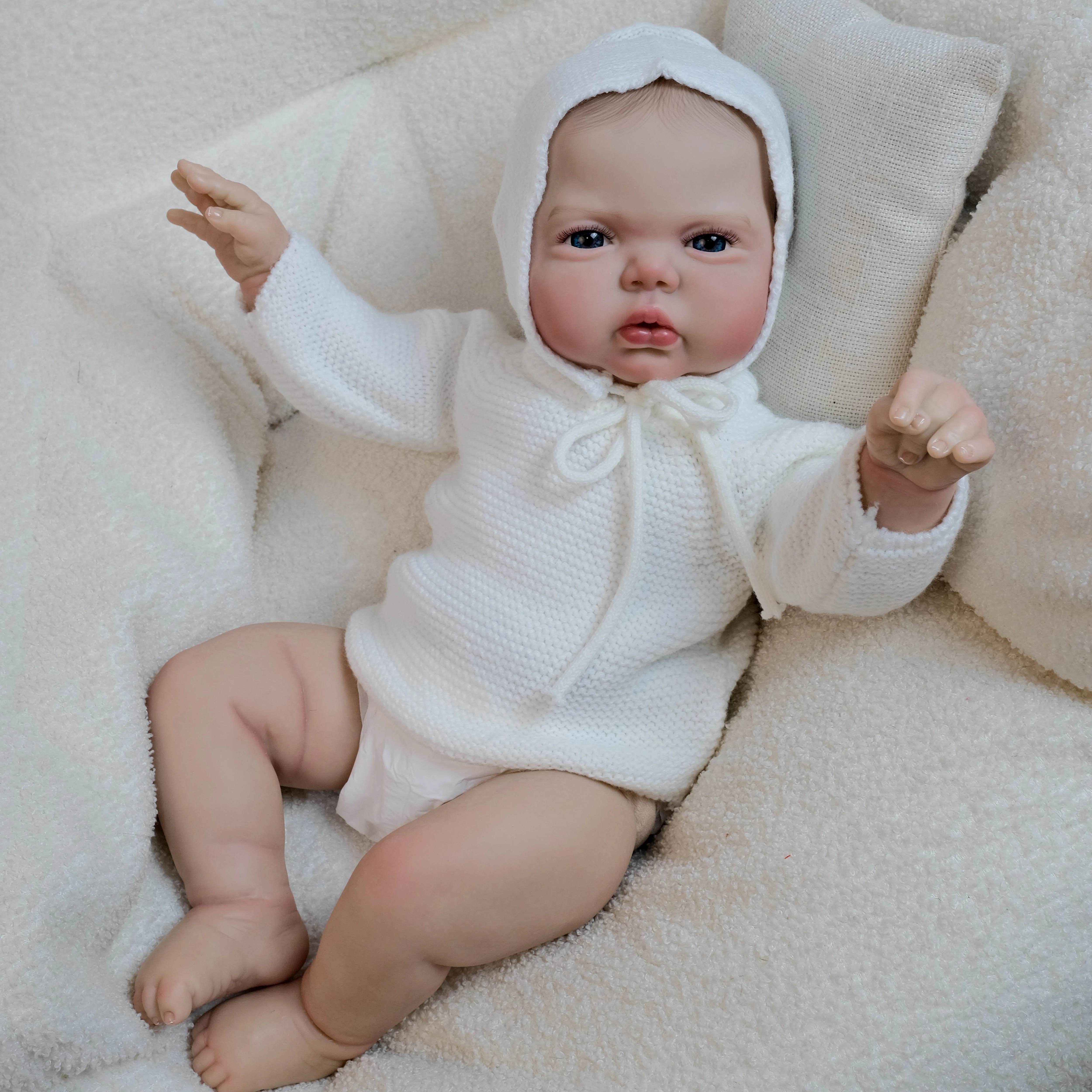 19 Polegada picles pano macio corpo reborn bebê boneca realista múltiplas camadas pintura 3d pele com veias visíveis mão desenhar cabelo