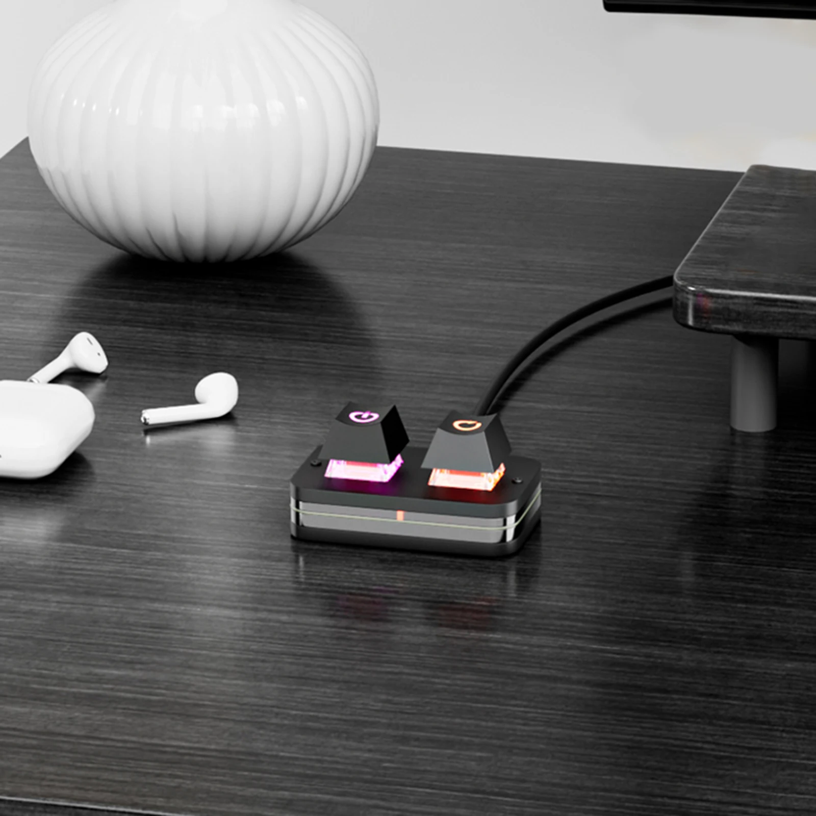 2M Desktop Computer Power Switch with ON Off Reset Desktop Switch Splitter with RGB Light for Computers Motherboard Boot