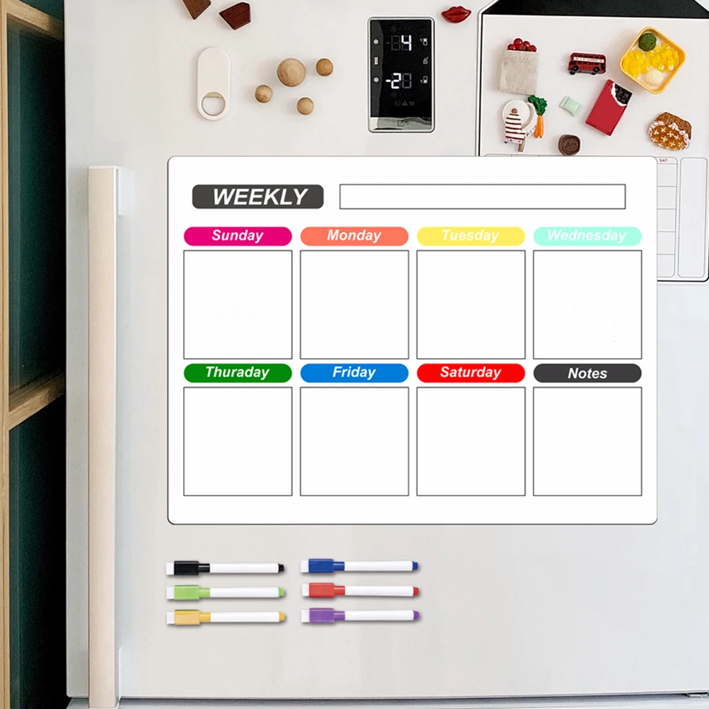 

1Set Magnetic Message Board Clear Dry Erase Planner Fridge Weekly Schedule Organizer Magnetic Refrigerator Board