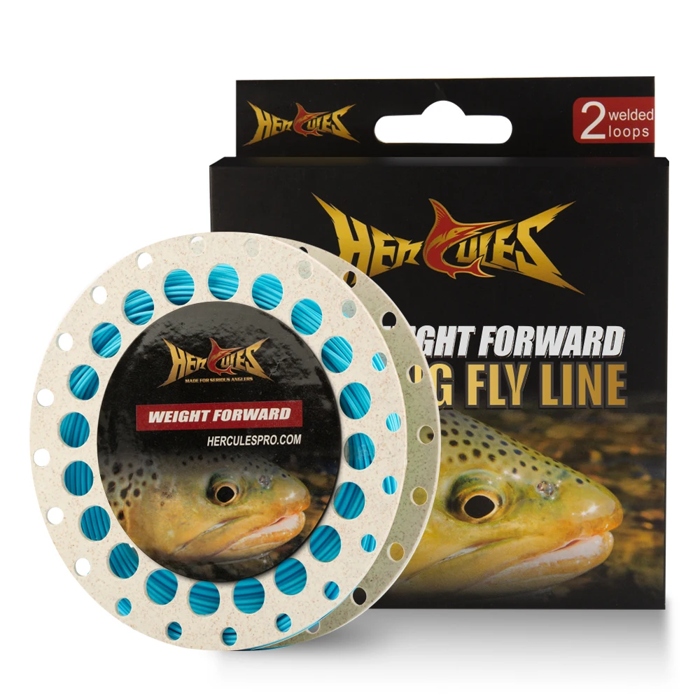 Żyłka muchowa HERCULES 90FT z pływającą ciężarką do przodu z podwójną spawaną pętlą, fluorescencyjna żółta mechowa zieleń WF3F WF4F