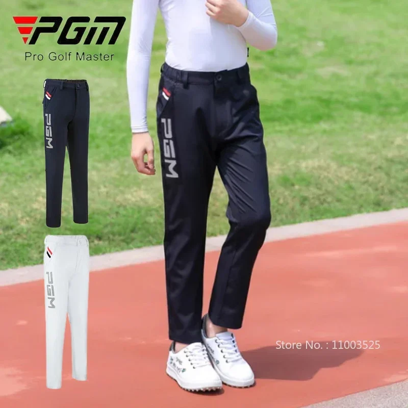 PGM Boys Thicken Keep Warm Golf Pants Children Fleece Waterproof Golf Trouser Kids Windproof Elastic Waistband Sports Sweatpants