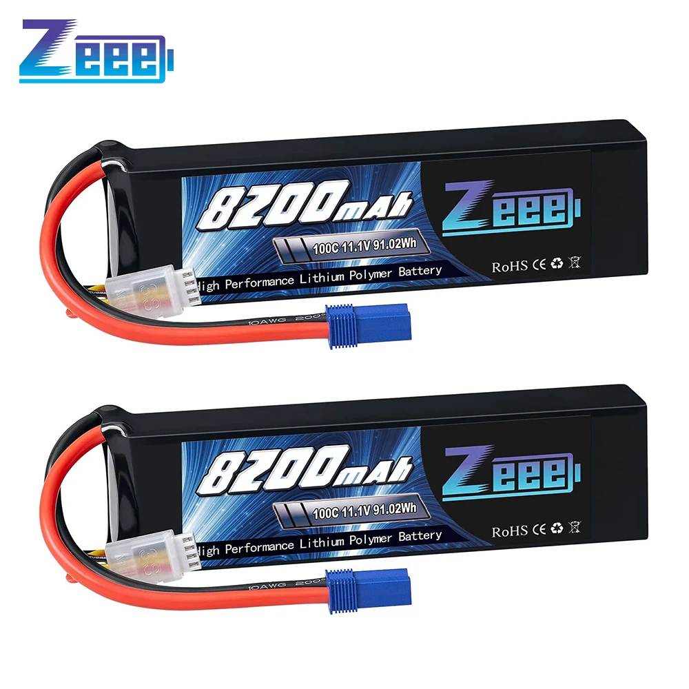 1/2pcs Zeee 3S 8200mAh FPV Drone Lipo Battery 11.1V 100C EC5 Plug with Metal Plates for RC Car RC Truck Tank RC Racing Models