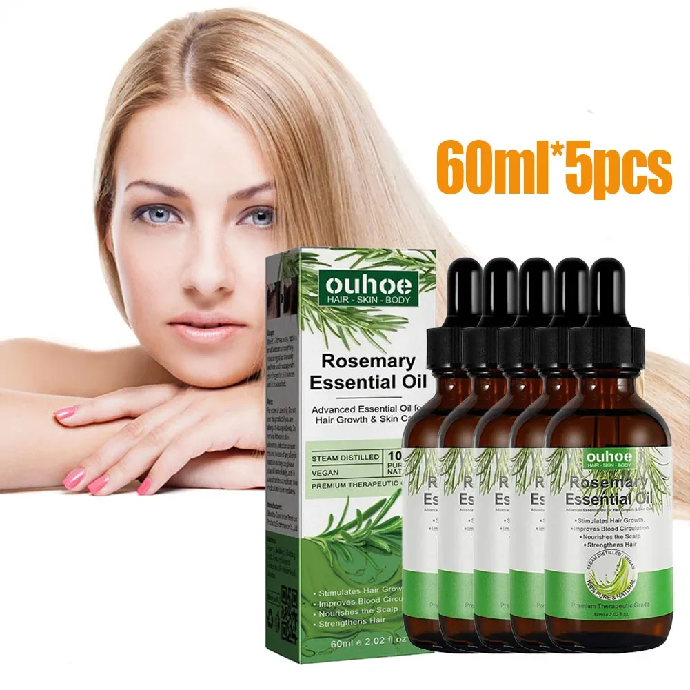 5pcs 60ml Rosemary Essential Oil Pure Natural Hair Essential Oils For Nourish Shiny Hair Healthy Hair Care