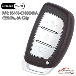 KEYECU 3 pulsanti 433MHz 8A Chip per Hyundai Sonata 2018 2019 2020 Auto Smart Remote Control Key Fob muslimah