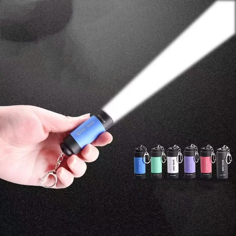 Outdoor Mini Ultra-bright and Powerful Flashlight Ultra-bright Led Keychain Light and Hand-held Rechargeable Flashlight