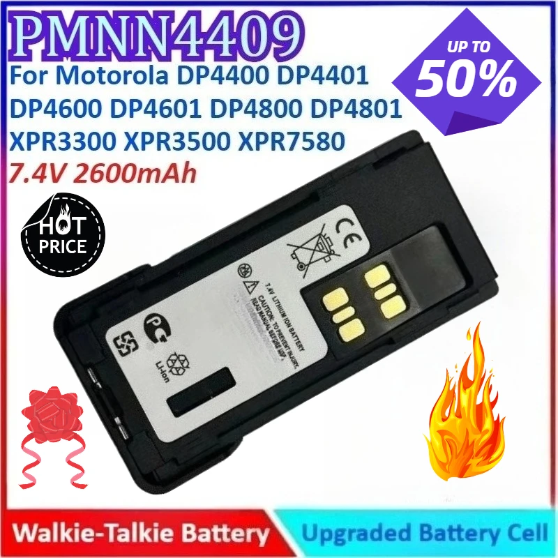 

New 2600mAh 7.4V PMNN4409 Walkie Talkie Battery for Motorola DP4400 DP4401 DP4600 DP4601 DP4800 DP4801 XPR3300 XPR3500 XPR7580