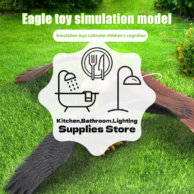 1 Piece Outdoor Eagle Figurine Hanging Bird Deterrent Plastic Eagle Ornament Vivid Flying Bird Hawk Decoy Garden Scarecrow