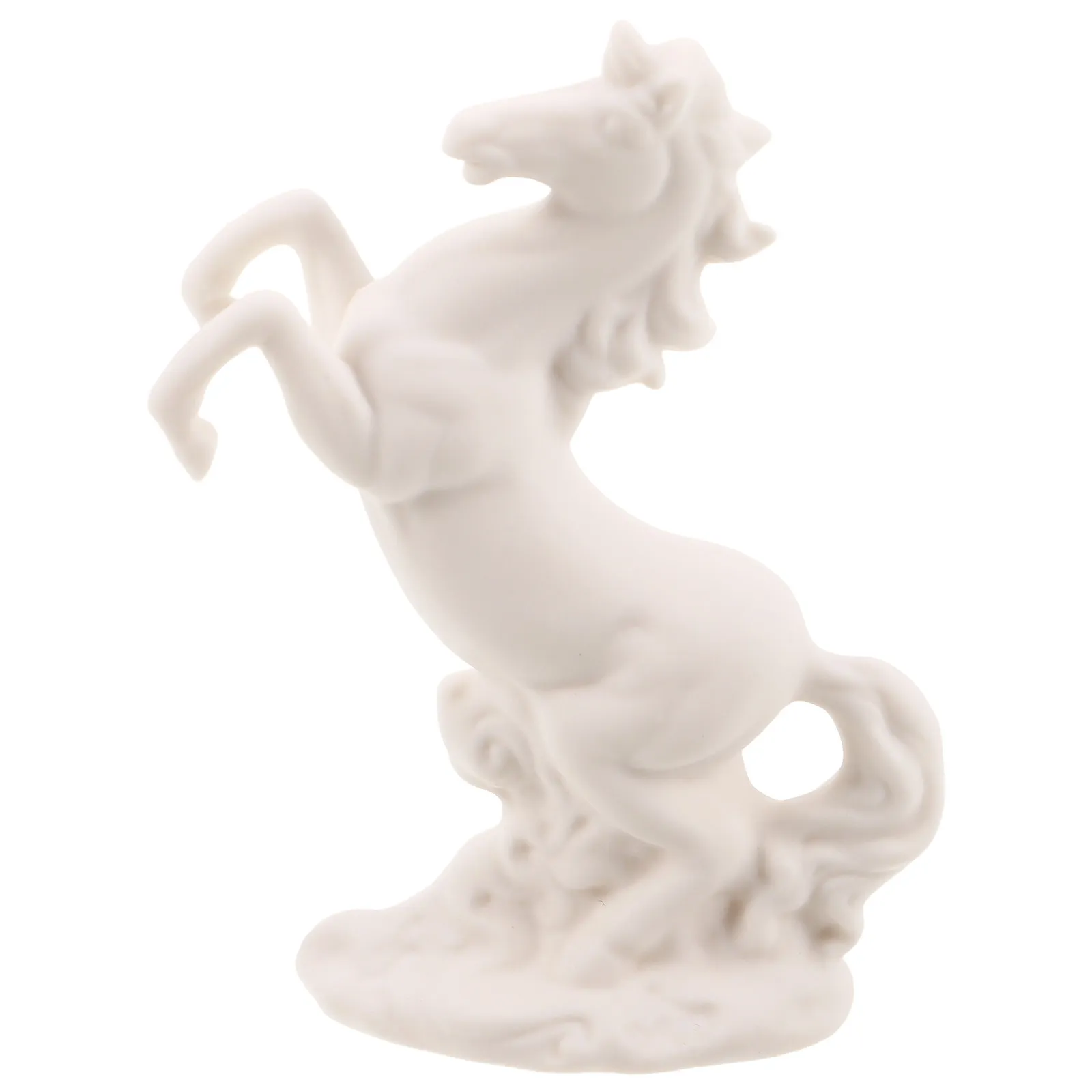 Horse Statue Ceramic Decorative For Home Office Decor New Year Decor Standing Fighting Sculpture Tabletop White