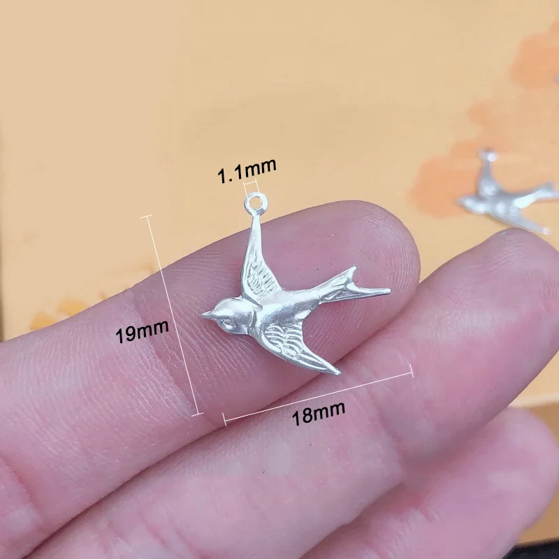 925 Sterling Silver Bird Charm Happy Flying Free Bird, Happy Sparrow DIY Making CharmEarring Bracelet Necklace Accessories