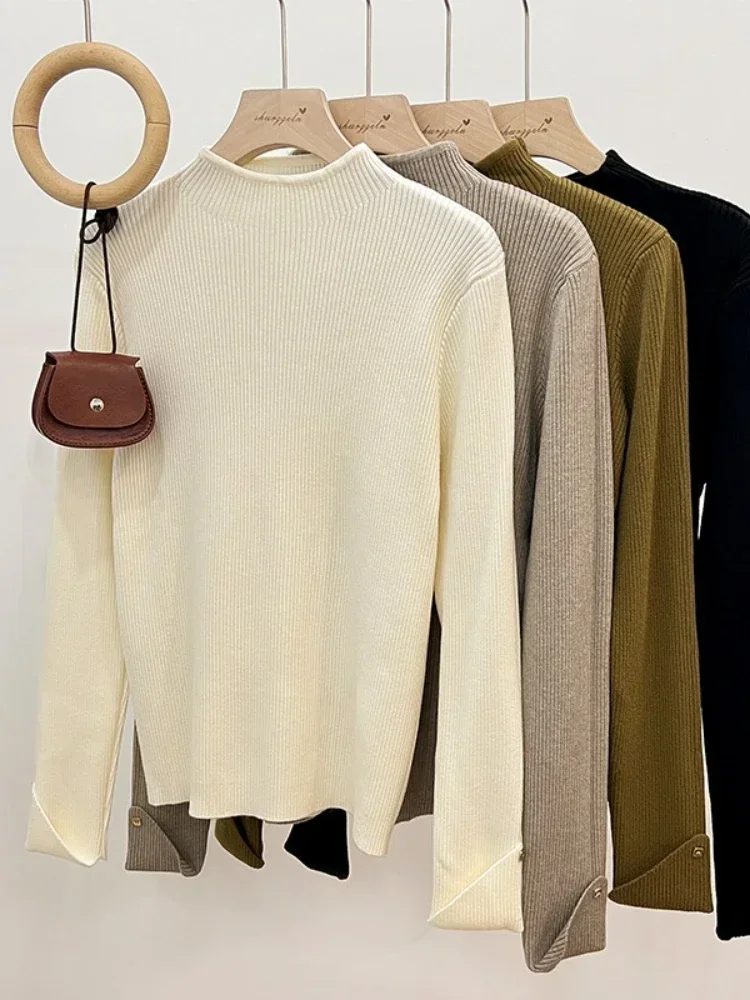 

Zjaiss Autumn Winter 2025 Warm Versatile Pullovers High Quality Soft Turtleneck Sweater Korean Style Simple Base Layer Top