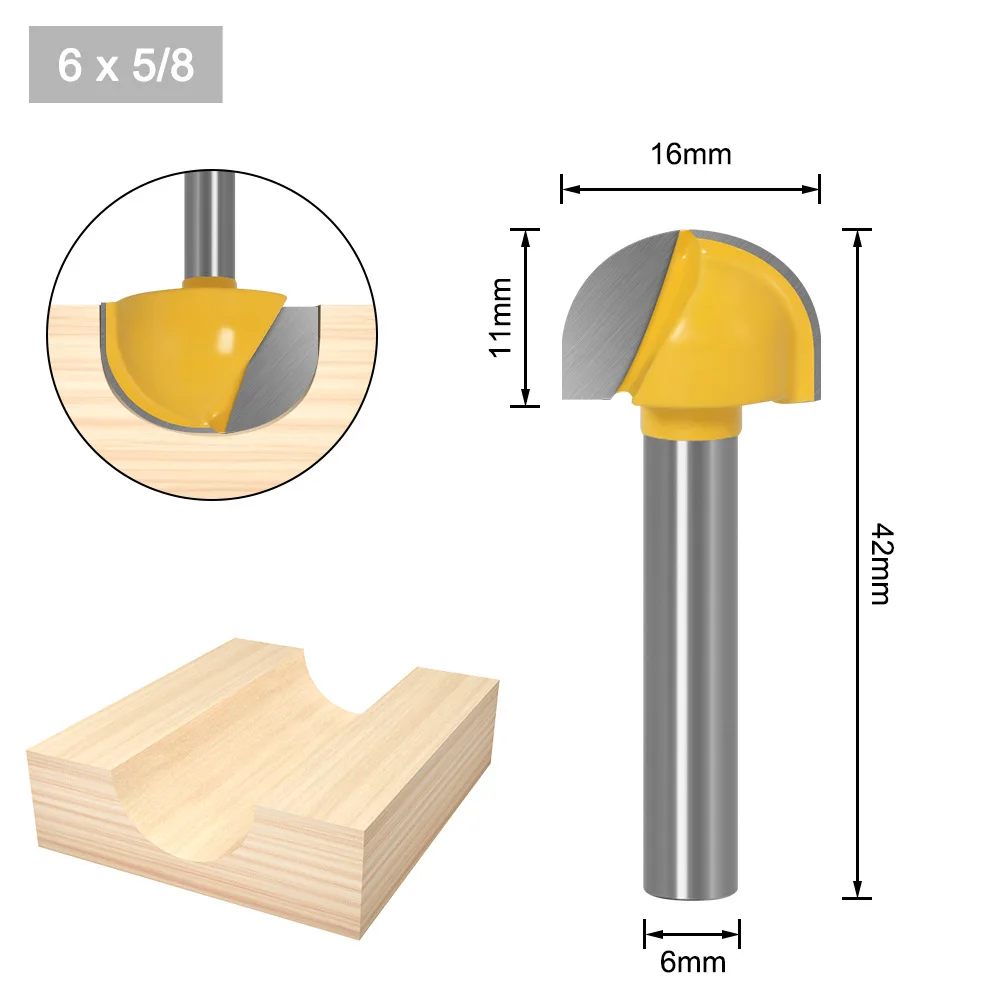 6mm Schaft Runde Ball Nase Router Bits Set Fräser Für Holz CNC Hartmetall Cove Core Box Bit Holzbearbeitung schneiden Werkzeuge 6-30mm – Detail 9