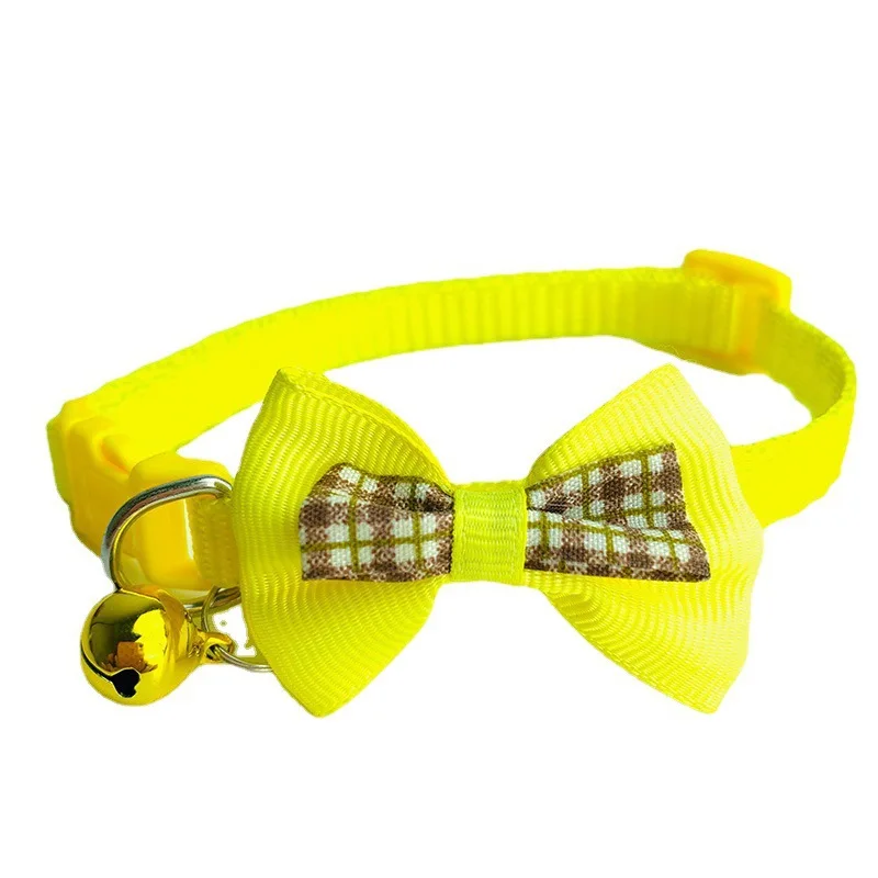 Collar de pajarita a cuadros para gatos y perros con campana, elegante Collar para mascotas para perros y gatos