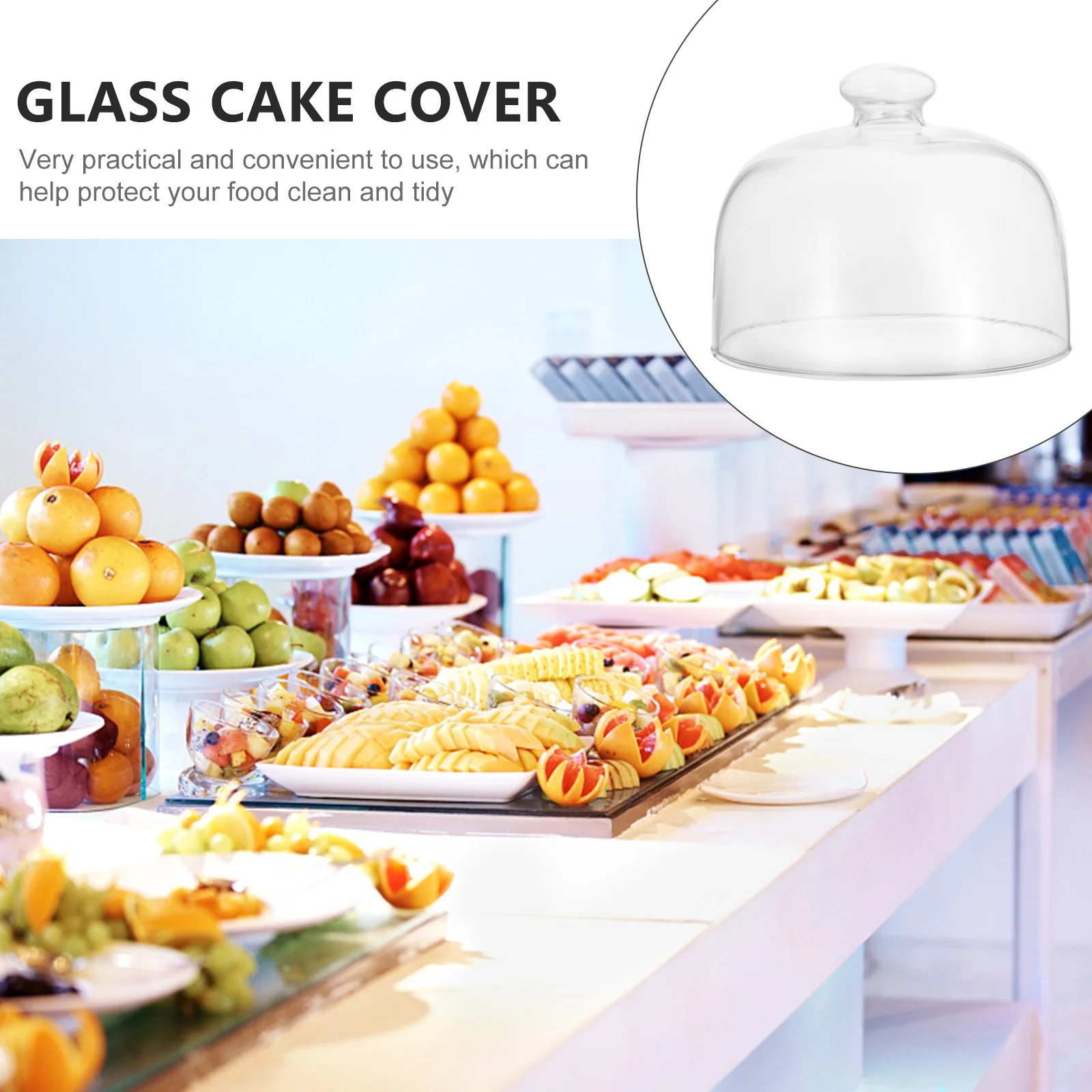 

Cake Glass Cover Premium Safe Material Food Dessert Snack Protective Cover Portable Comfortable Handle Easy Grip