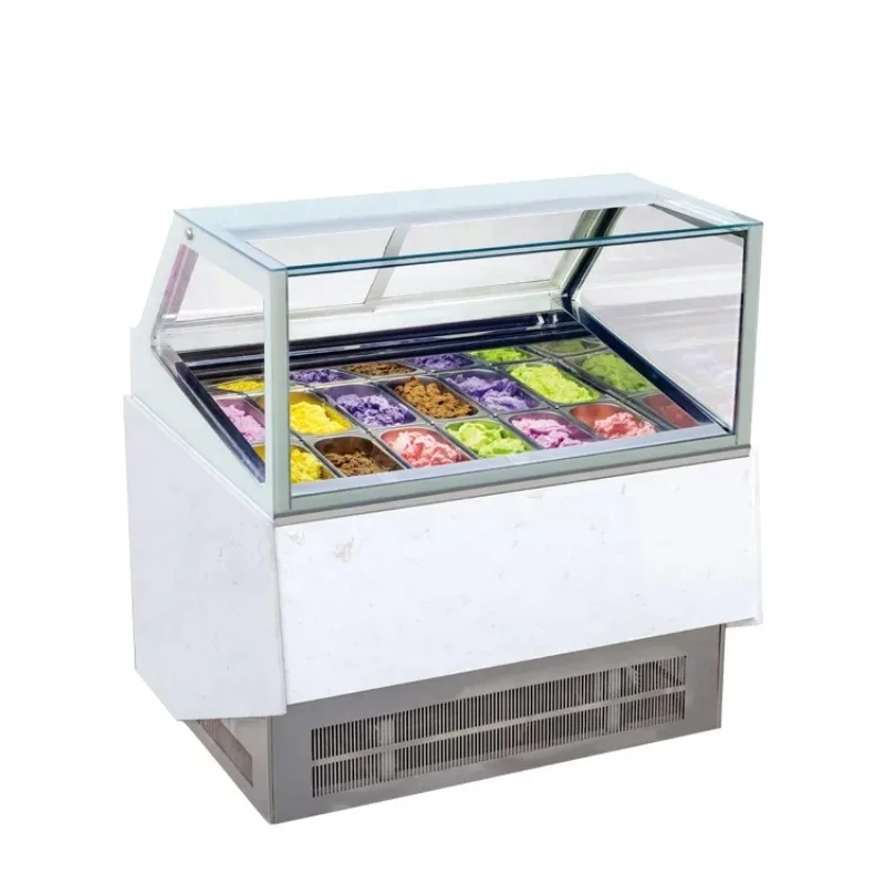 

BJZ-8 225W Ventilated Freezer SS304 Marble Countertop Ice Cream Display Freezer