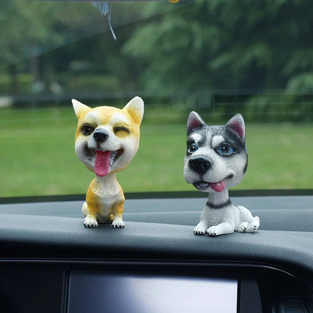 Figurine Chien Bobblehead En Résine – Teckel 17,5 Cm – Décoration Voiture Ou Bureau – Tête Qui Bouge, Effet Flocage Tout Doux !