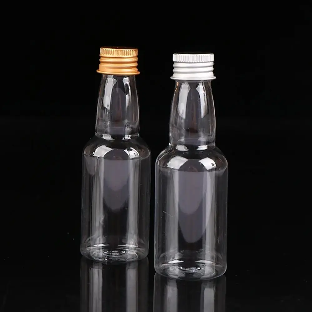 5Pcs Silver/ Gold Caps Plastic Spirit Bottle Wine Bottle Small Mini Liquor Bottles Set 60ml Party Supplies Alcohol Shot Bottles