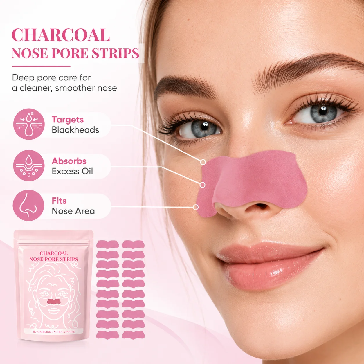 10/20pcs Blackhead Nose Strips - Charcoal Pore Strip ulasan dan harga