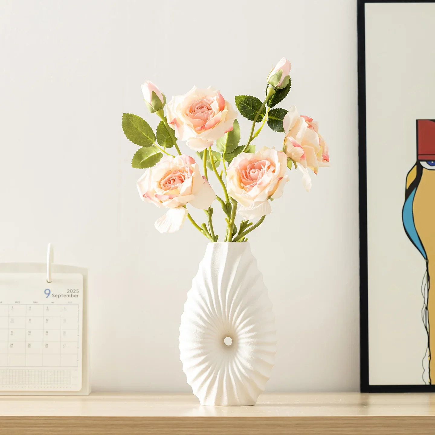 Wave Pattern Pointed Mouth Flower Arranger Creativ Ceramic Vase Home Decor Desktop Elegant Art Ornament Household Wholesale Vase
