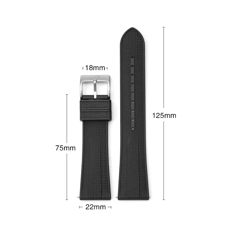 20mm 22mm New FKM Fluoro Rubber Watch Band Diving Quick Release Stainless Steel Pin Buckle Bracelet for Omega Seiko Rolex Strap