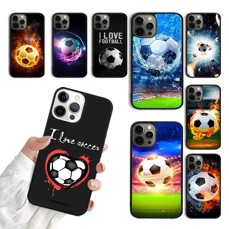 Fire Football Soccer Ball Phone Case For iPhone 15 16 SE2020 11 12 13 14 Pro Max Mini Cover For iPhone Max 6 7 8 Plus Fundas