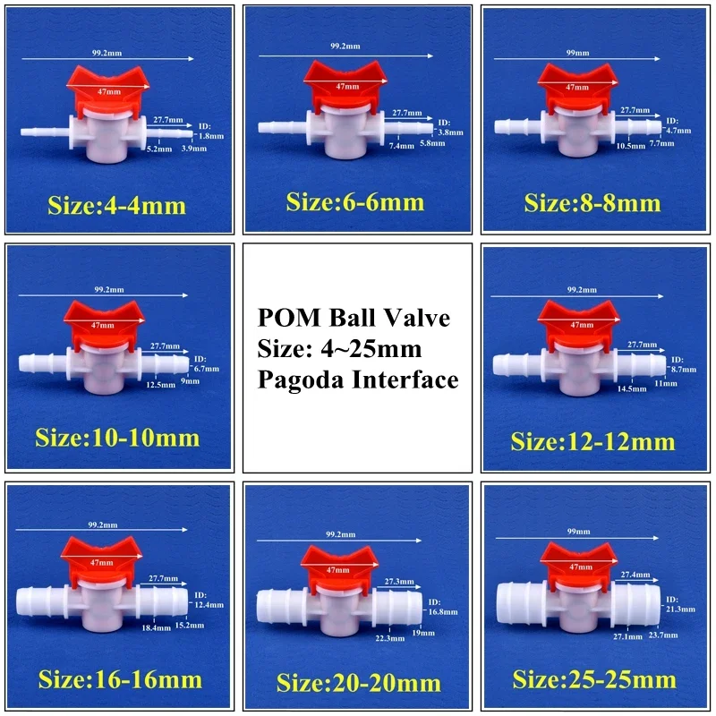 

1~50pcs 4~25mm POM Ball Valve Drip Irrigation System Hose Pagoda Joint Aquarium Tank Air Pump Garden Water Connector Pipe Valve
