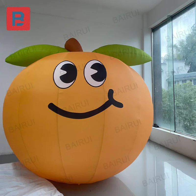 Customize factory inflatable orange fruit giant air mold tangerine wih white led light