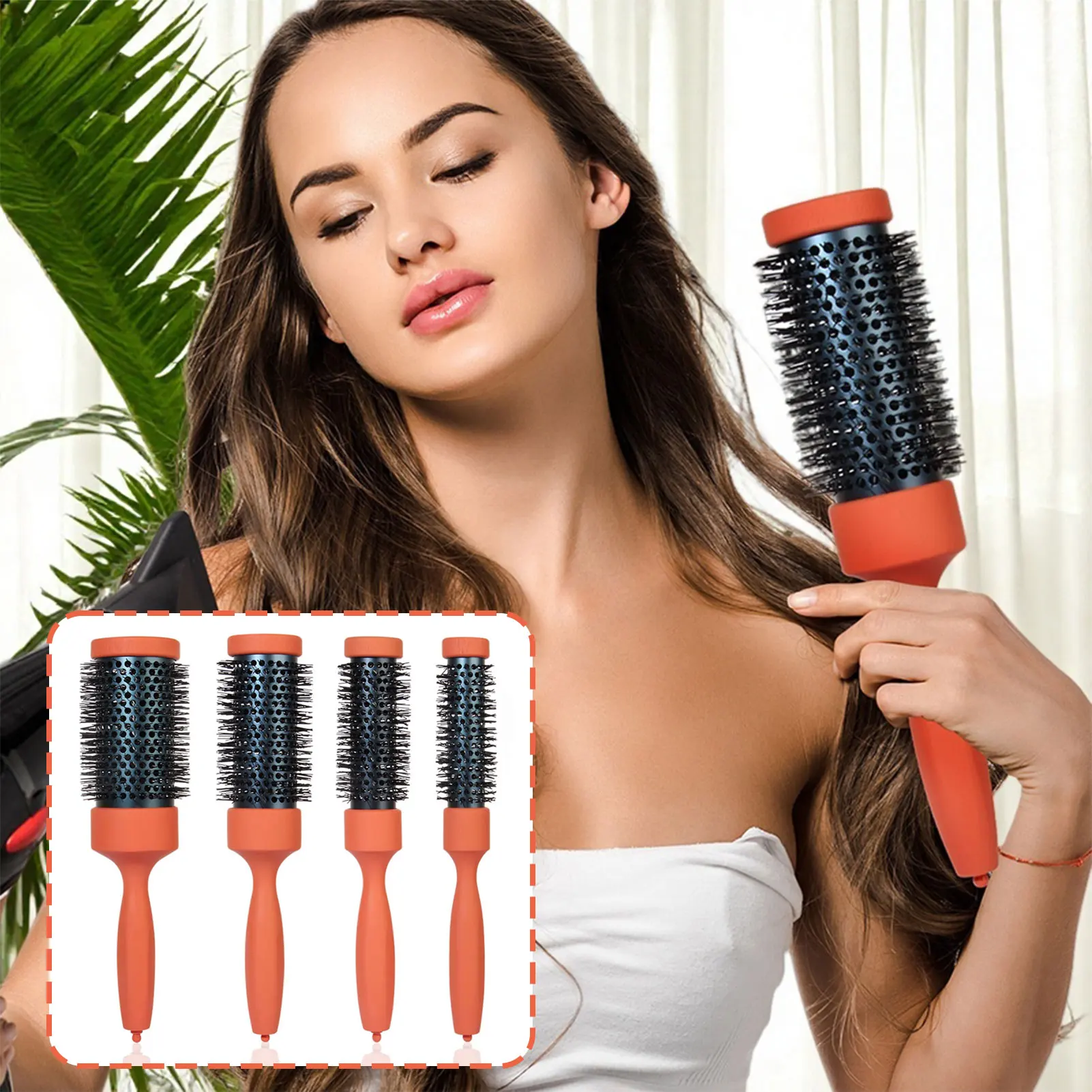 

Curling Comb,Solid-Wood Handle HairCurling Brush Multifuntional Professional Anti Static Head Combs Hairdressing Salon Tools