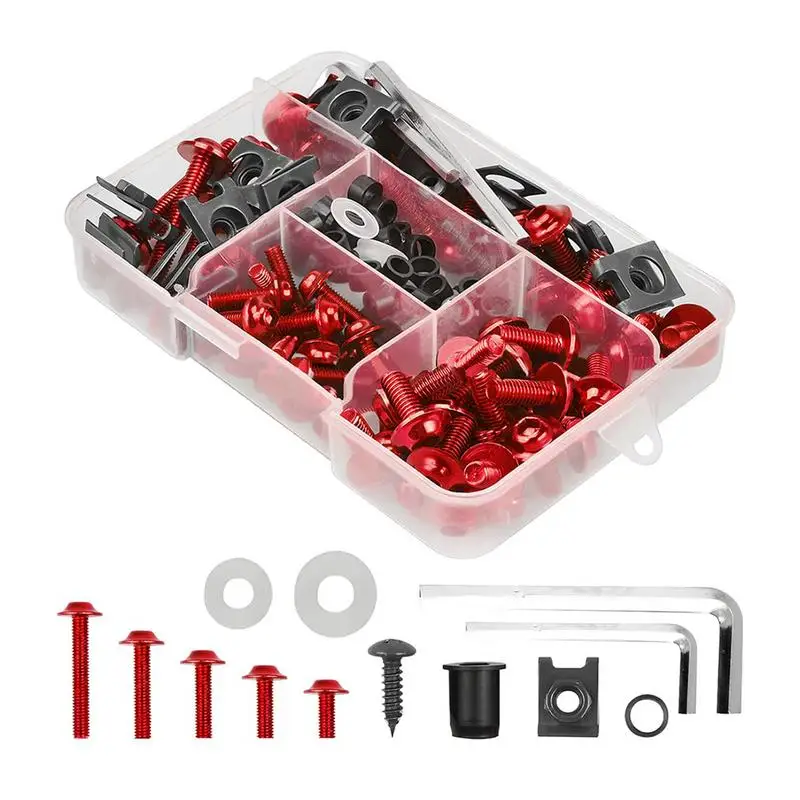 Fairing Bolt Kit Bolt Fasteners Fairing Kit 177pcs Fairing Bolts Nut M5 M6 Mounting Kits Aluminum Alloy Washers Nuts Screws