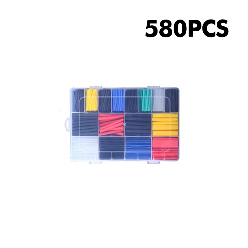 

580pcs Heat Shrink Tube Sleeve 2:1 Electronic DIY Kit Insulation Sleeving PE Shrinking Assorted Tubing Wire Cable