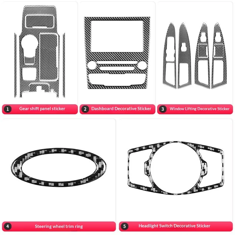 

For Ford Mondeo 2011-2019 Interior Carbon Fiber Cup Holder Center Console Vent Gear Shift Cover Decoration