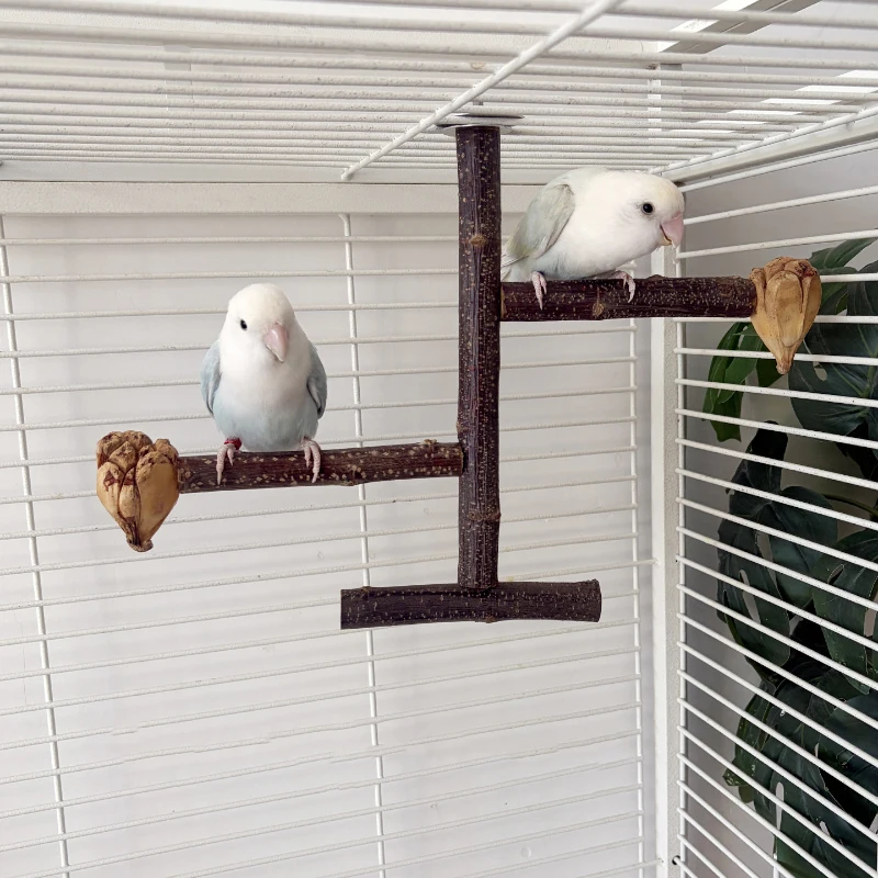 Soporte de Madera Natural para Loros - Escalera de Escalada y Juguete Masticable para Aves, Accesorio de Jaula para Pulir el Pico y las Uñas