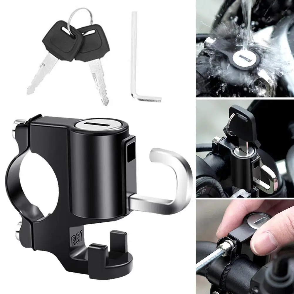Bloqueio de capacete de motocicleta anti-roubo - tamanho compacto à prova de ferrugem acabamento fino para moto K8B6