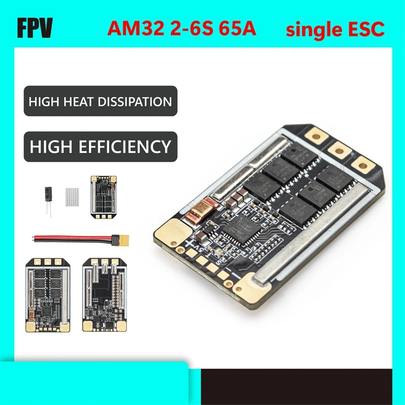 AM32 6S 65A เดี่ยว ESC 12V-25.2V 3-6S สําหรับ 10-13 นิ้ว FPV Drone RC เรือ RC รถ ESC