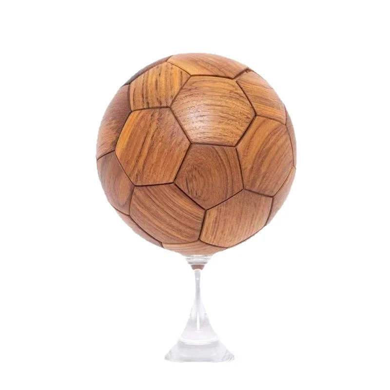 Solid wood football piggy bank mortise and tenon building block boys and girls creative piggy bank children's creative ornament