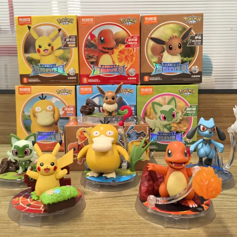 Originele Blokees Pokemon Figuur Diy Blok Pikachu Eevee Sprigatito Charmander Psyduck Action Figure Anime Model Kinderen Speelgoed Geschenken